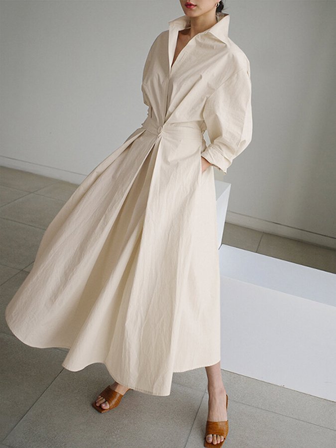 Brynn - Vestido elegante Línea A con Cuello Polo Chic