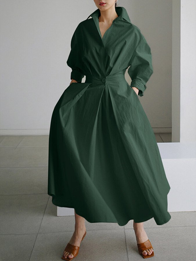 Brynn - Vestido elegante Línea A con Cuello Polo Chic