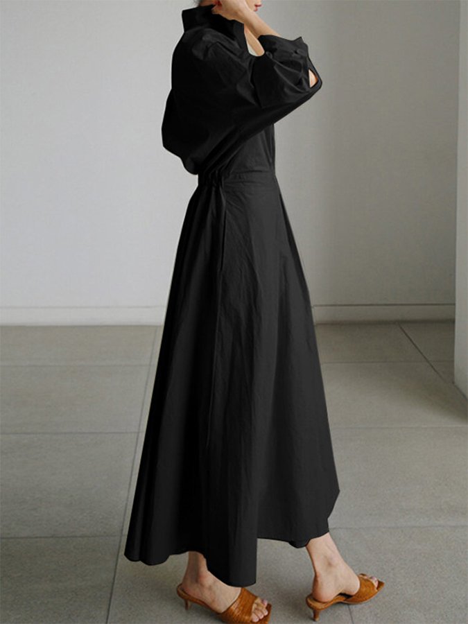 Brynn - Vestido elegante Línea A con Cuello Polo Chic