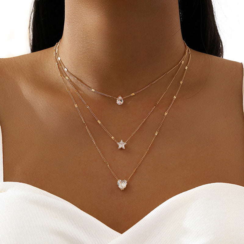 Collar colgante bohémio vintage gotas y estrellas