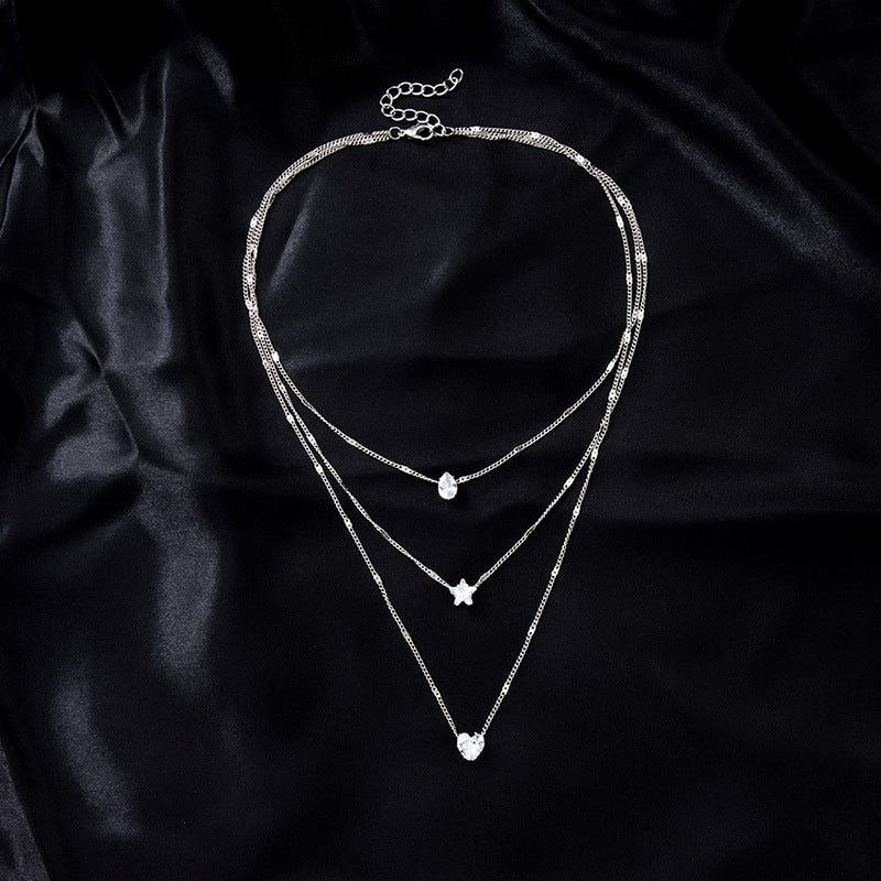 Collar colgante bohémio vintage gotas y estrellas