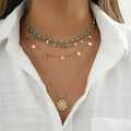 Collar colgante bohémio vintage doble cadena