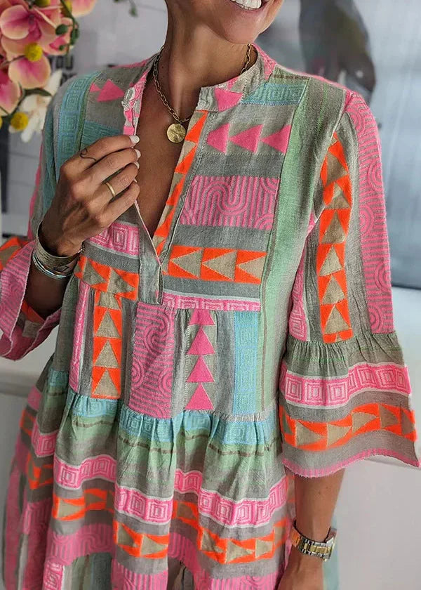 Ava - Vestido de Verano Chic con Escote en V de Cáñamo