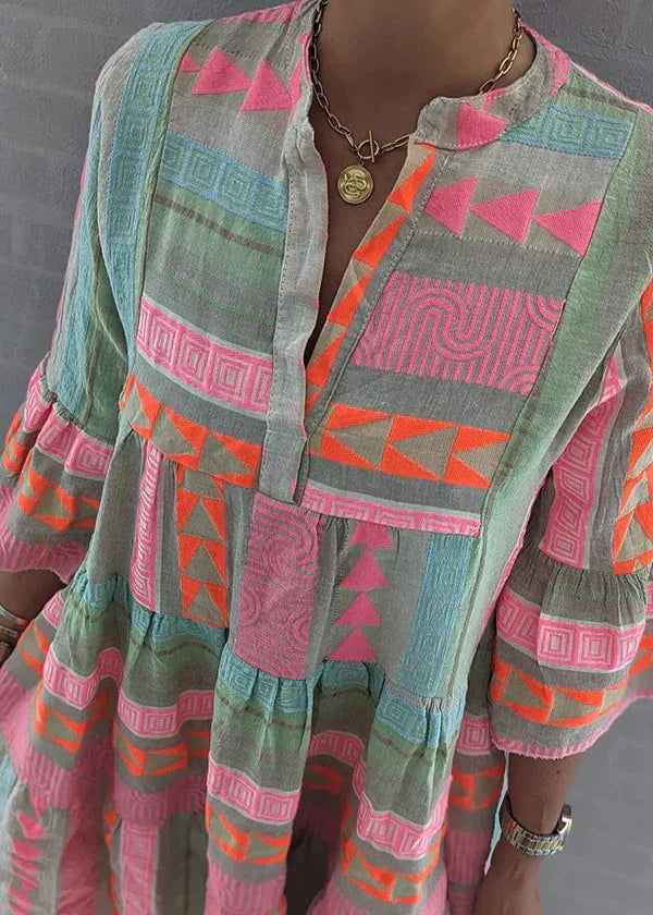 Ava - Vestido de Verano Chic con Escote en V de Cáñamo